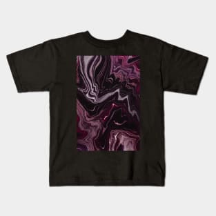 Lush swirl abstract pattern, in silver and purple paint texture Kids T-Shirt